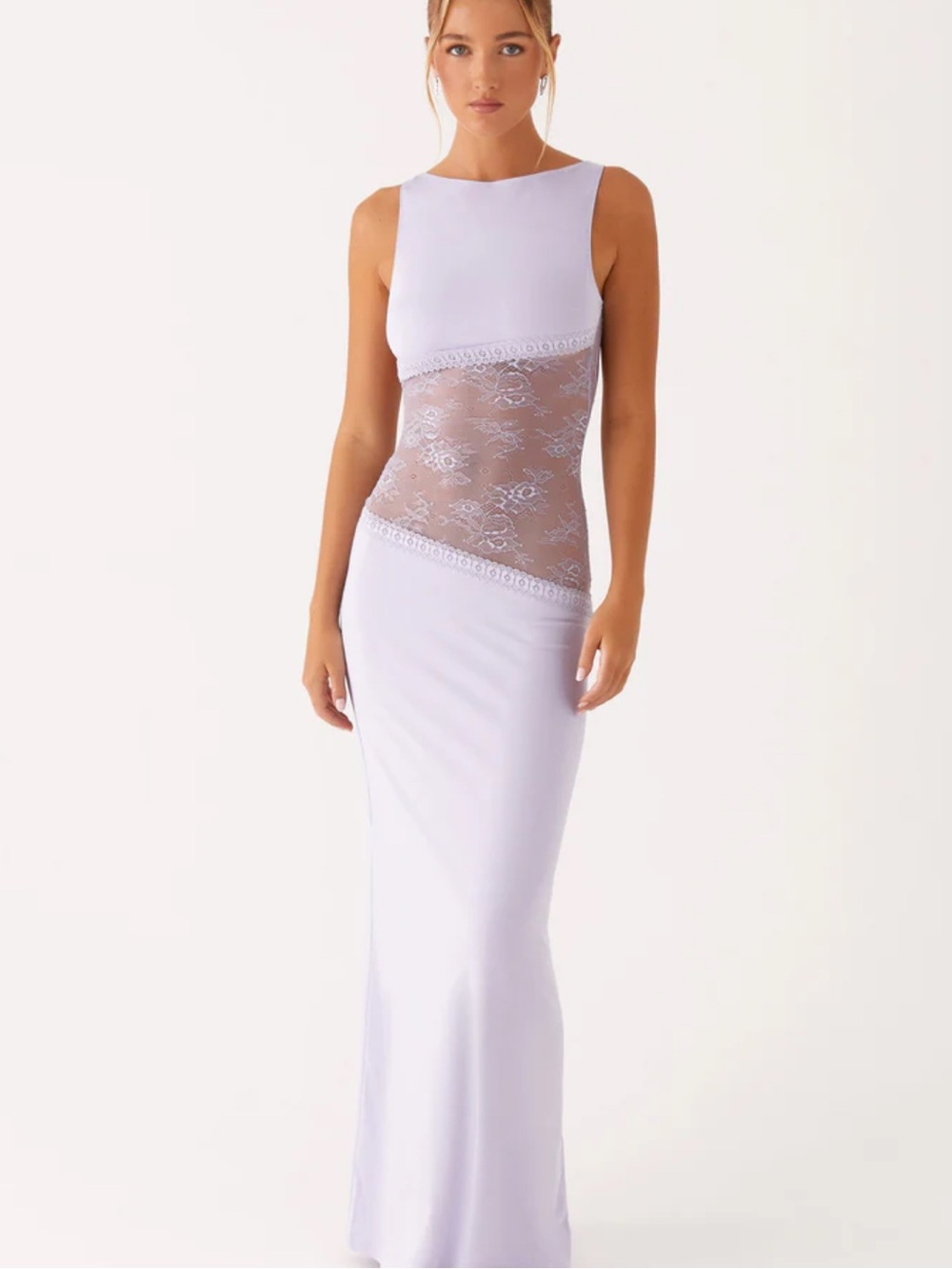 Peppermayo Lucinda Lilac Lace Open Back  Dress